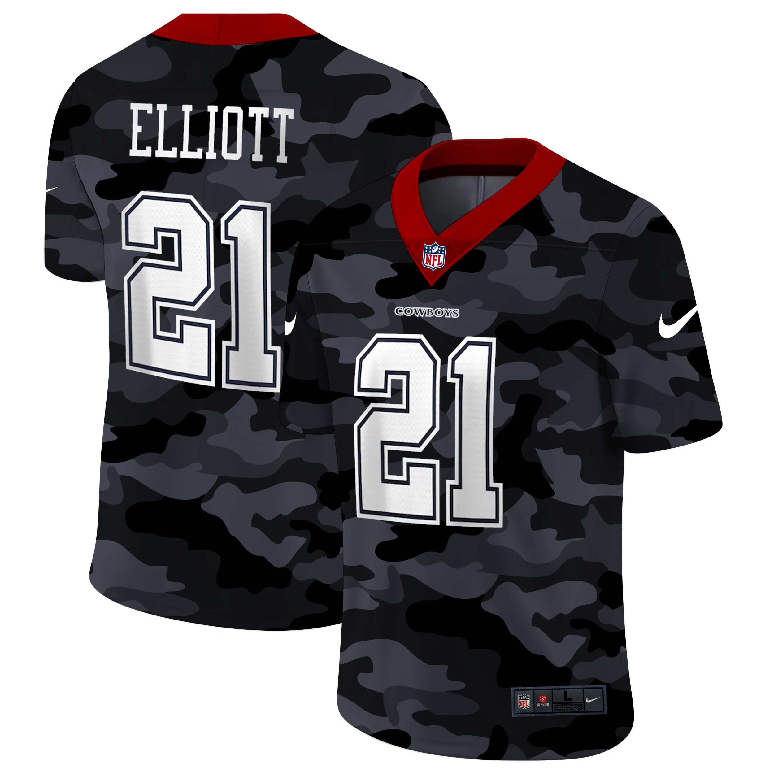 Men Dallas cowboys #21 Elliott 2020 Nike Camo Salute to Service Limited NFL Jerseys